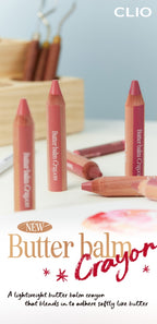 2 x CLIO Butter Balm Crayon 3.9g, Light Matte 5 Colour Options from Korea