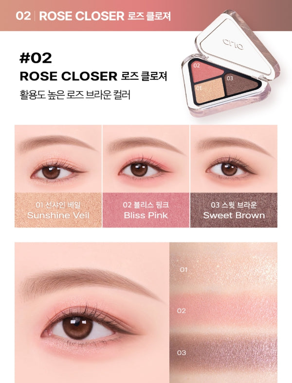 CLIO Essential Shadow Tap, 3-Colour Eyeshadow Palette, 5 Options from Korea