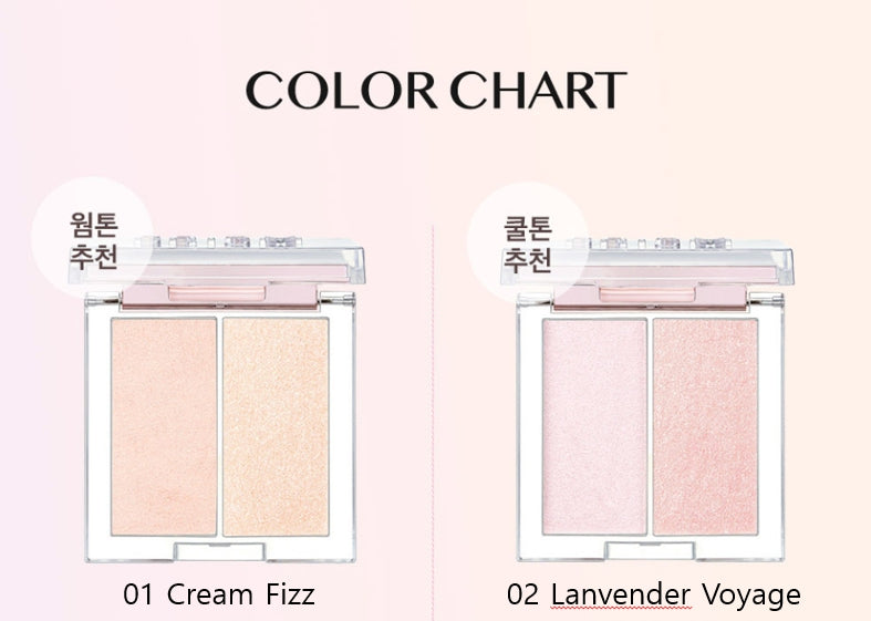 CLIO Prism Highlighter Duo, 2 Colour Options from Korea