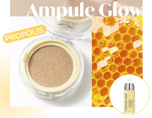 CNP Laboratory New Propolis Ampule In Cover Cushion Set (Main + Refill) #21 Light Beige SPF50+ PA+++ from Korea by CNP Laboratory