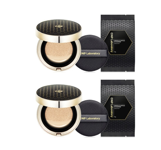 2 x CNP Laboratory Propolis Ampule in Cushion #21 Light Beige (Main+Refill) SPF50+ PA+++ from Korea by CNP Laboratory