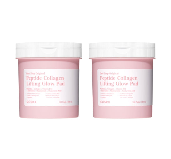 2 x COSRX One Step Original Peptide Collagen Lifting Glow Pad, 100 Pads  from Korea
