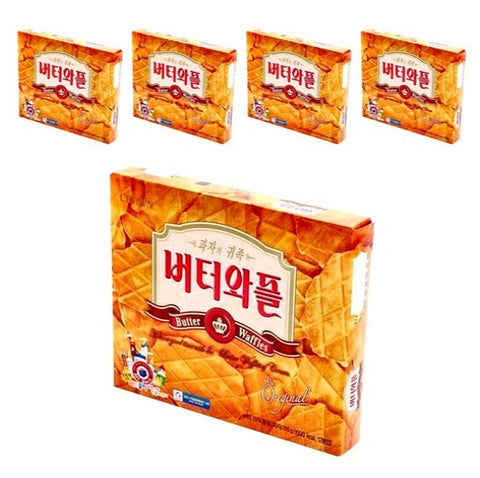 5 x Crown Butter Waffle Korean Snack (24 Packs Total) from Korea