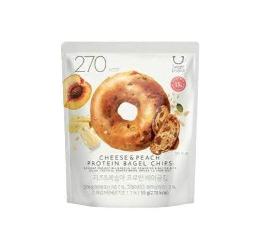 10 x DELIGHT PROJECT Cheese & Peach Protein Bagel Chips 55g from Korea
