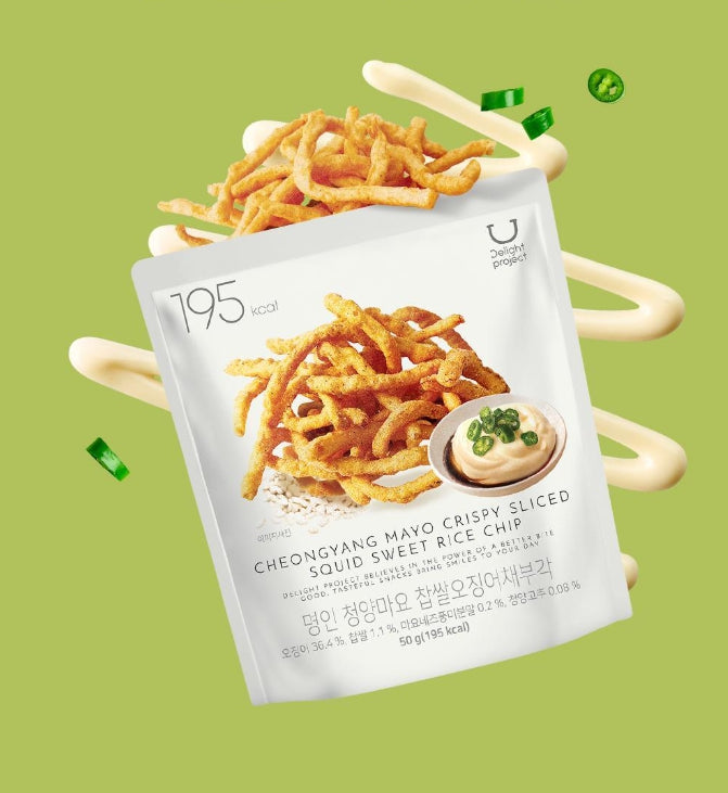 5 X DELIGHT PROJECT Cheongyang Mayo Crispy Sliced Squid Sweet Rice Chip 50g from Korea