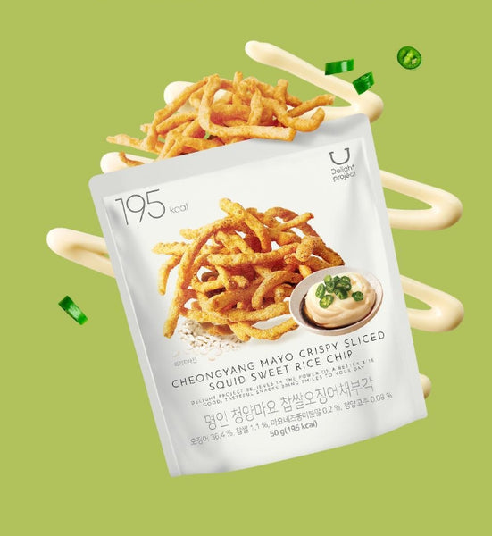 5 X DELIGHT PROJECT Cheongyang Mayo Crispy Sliced Squid Sweet Rice Chip 50g from Korea