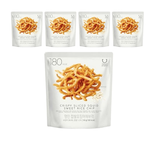 5 X DELIGHT PROJECT Crispy Sliced Squid Sweet Rice Chip 50g from Korea