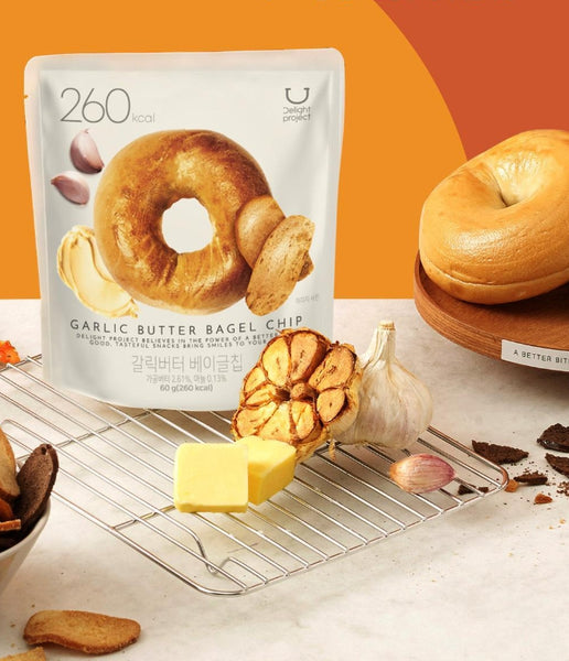 10 X DELIGHT PROJECT Garlic Butter Bagel Chip 60g from Korea