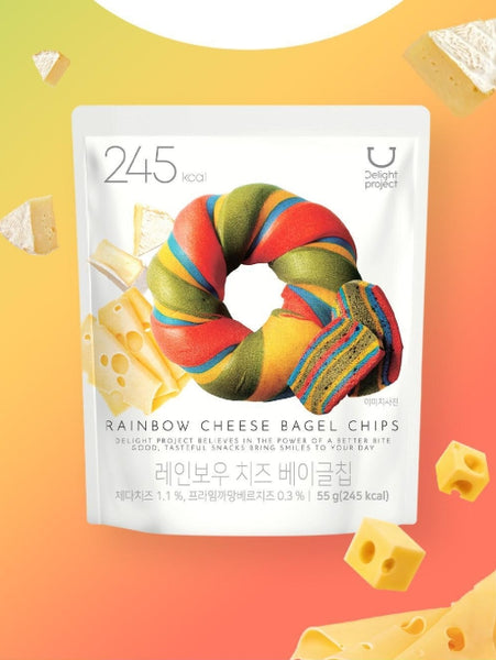 7 x DELIGHT PROJECT Rainbow Cheese Bagel Chips 55g from Korea