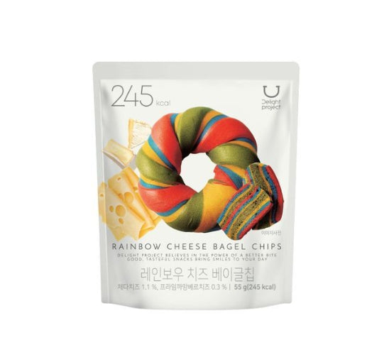 7 x DELIGHT PROJECT Rainbow Cheese Bagel Chips 55g from Korea