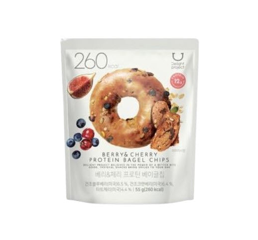 10 x DELIGHT PROJECT Berry & Cherry Protein Bagel Chips 55g from Korea
