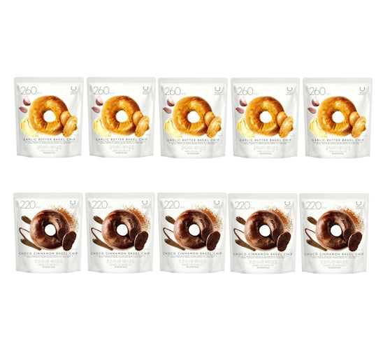 DELIGHT PROJECT Garlic Butter Bagel Chip 60g (5EA) + Choco Cinamon Bagel Chip (5EA) from Korea