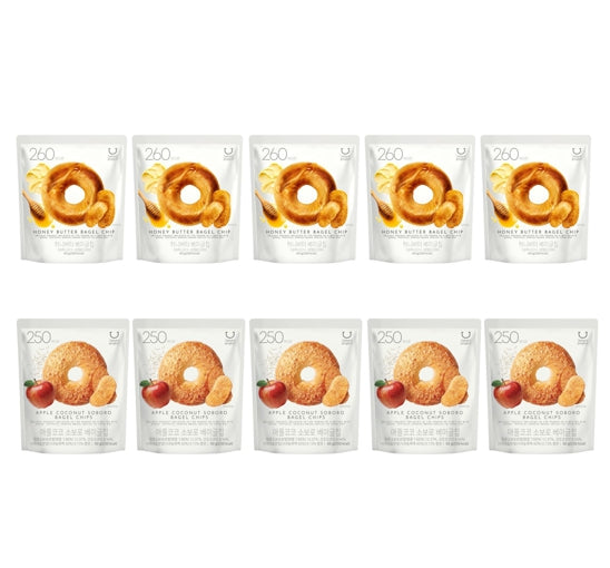 DELIGHT PROJECT Honey Butter Bagel Chip 60g (5EA) + Apple Coconut Soboro Bagel Chip 50g (5EA) from Korea