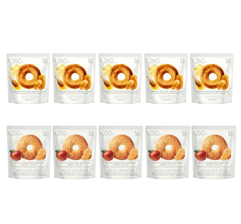 DELIGHT PROJECT Honey Butter Bagel Chip 60g (5EA) + Apple Coconut Soboro Bagel Chip 50g (5EA) from Korea