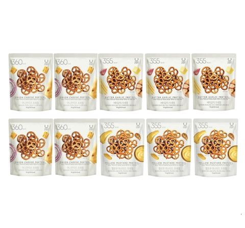 DELIGHT PROJECT Onion Cheese Pretzel 70g(4EA) + Butter Garlic Pretzel 70g(3EA) + Yellow Mustard Pretzel 70g(3EA) from Korea