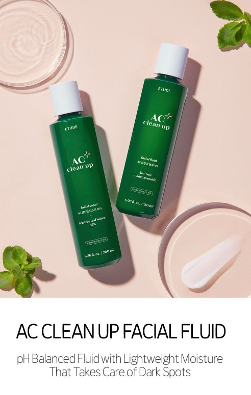 ETUDE AC Clean Up Facial Fluid 180ml from Korea by ETUDE