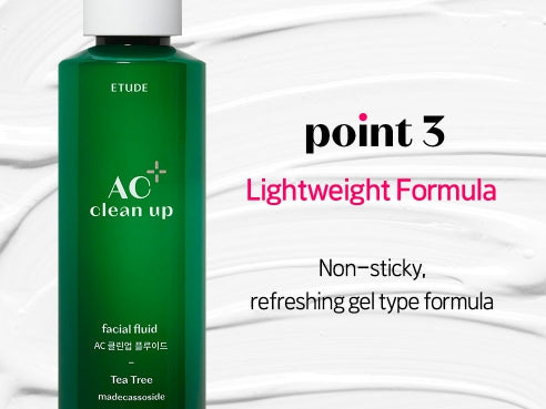 ETUDE AC Clean Up Facial Fluid 180ml from Korea by ETUDE