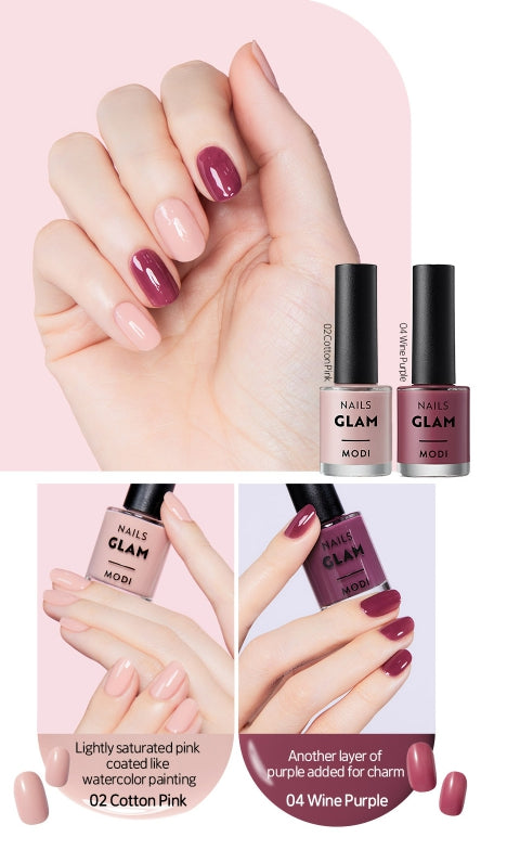 ETUDE MODI Glam Nails (5 Colors; Cotton Pink, Wine Purple, May Beige, Odd Rose, Juliet Fleur) from Korea by ETUDE