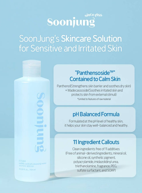 ETUDE Soonjung Cleansing Water 320ml from Korea by ETUDE