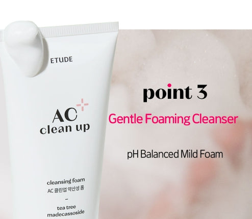 ETUDE AC Clean Up Cleansing Foam 150ml from Korea by ETUDE