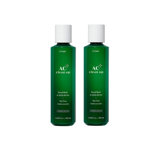 2 X ETUDE AC Clean Up Facial Fluid 180ml from Korea by ETUDE