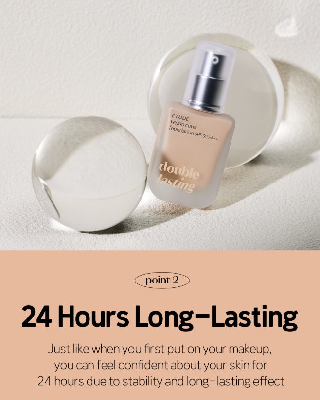 ETUDE Double Lasting Vegan Cover Foundation 30g, 19N1 Light Beige from Korea by ETUDE