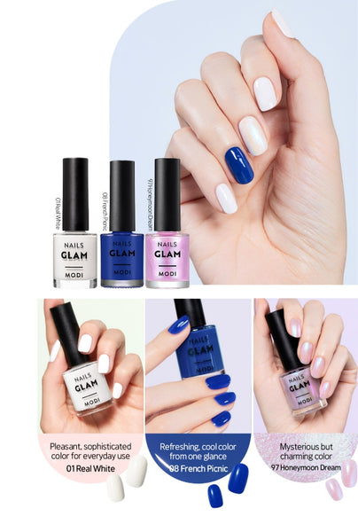 ETUDE MODI Glam Nails (3 Colors; Real White, French Picnic, Honeymoon Dream) from Korea by ETUDE