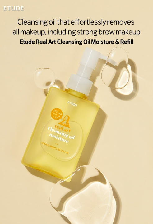 ETUDEReal Art Cleansing Oil Moisture 185ml & Refill 185ml from Korea by ETUDE