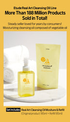 ETUDEReal Art Cleansing Oil Moisture 185ml & Refill 185ml from Korea by ETUDE