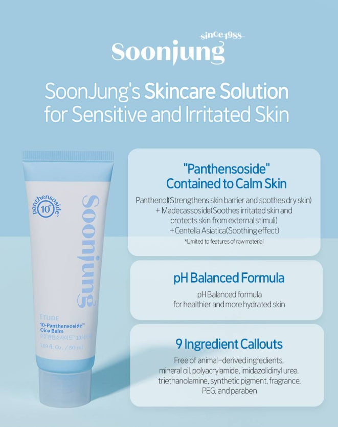 ETUDE Soonjung 10-Panthensoside Cica Balm 50ml from Korea by ETUDE