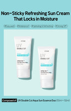 ETUDE UV Double Cut Aqua Sun Essence Duo Set (50ml + 50ml) from Korea by ETUDE