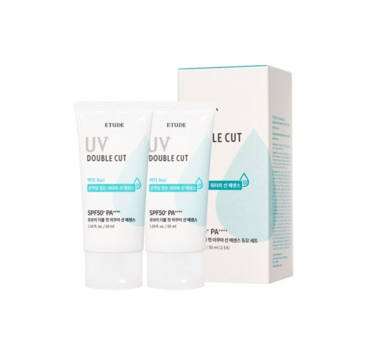 ETUDE UV Double Cut Aqua Sun Essence Duo Set (50ml + 50ml) from Korea by ETUDE