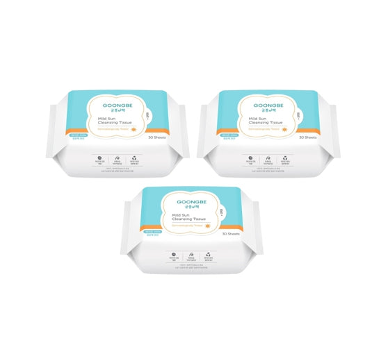 3 X GOONGBE Mild Sun Cleansing Tissue 30 Sheets from Korea by GOONGBE