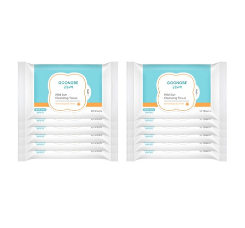 12 X GOONGBE Mild Sun Cleansing Tissue 10 Sheets from Korea by GOONGBE