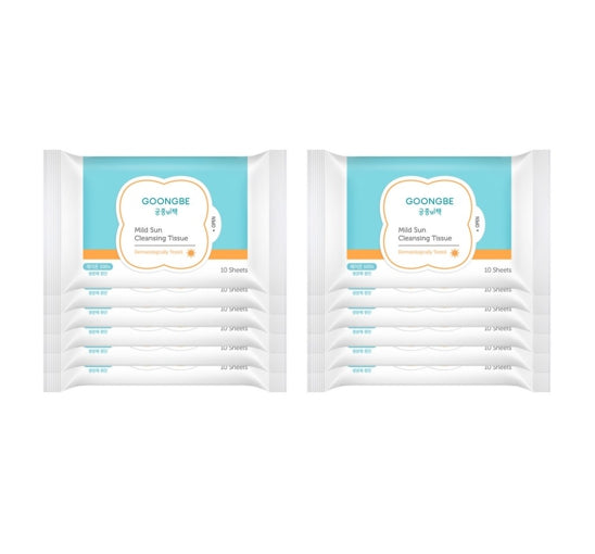 12 X GOONGBE Mild Sun Cleansing Tissue 10 Sheets from Korea by GOONGBE
