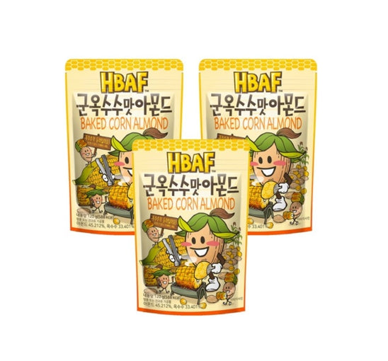 3 X HBAF Baked Corn Almond 120g from Korea by HBAF