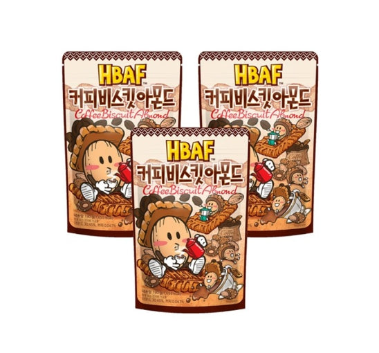 3 X HBAF Coffee Biscuit Almond 190g from Korea by HBAF