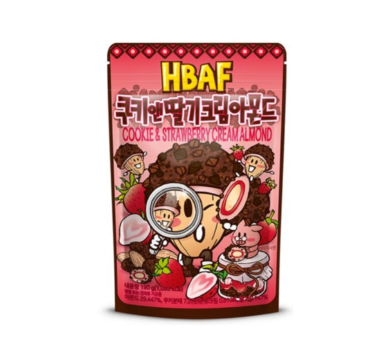3 X HBAF Cookie & Strawberry Cream Almond 190g from Korea by HBAF