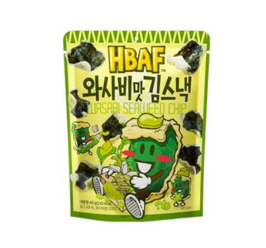 3 X HBAF Wasabi Seaweed Chip 40g from Korea by HBAF