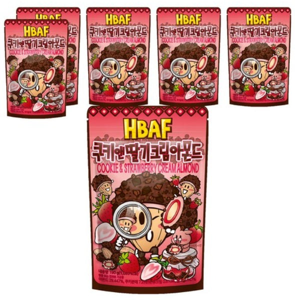 6 X HBAF Cookie & Strawberry Cream Almond 190g from Korea by HBAF