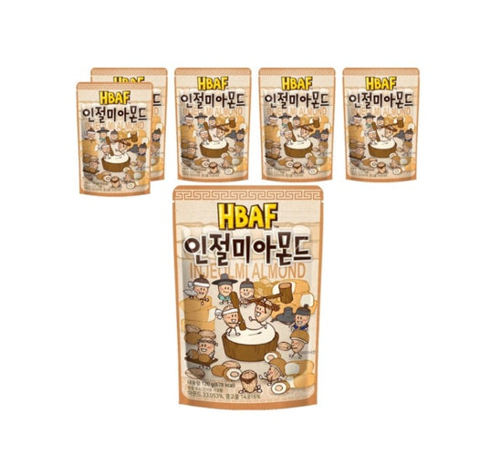 6 X HBAF Injeolmi Almond 120g from Korea by HBAF