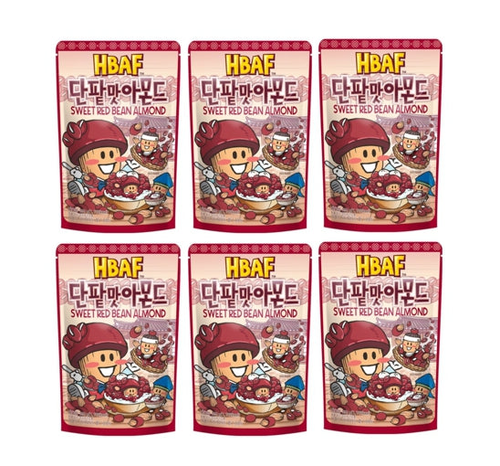 6 X HBAF Sweet Red Bean Almond 190g from Korea by HBAF