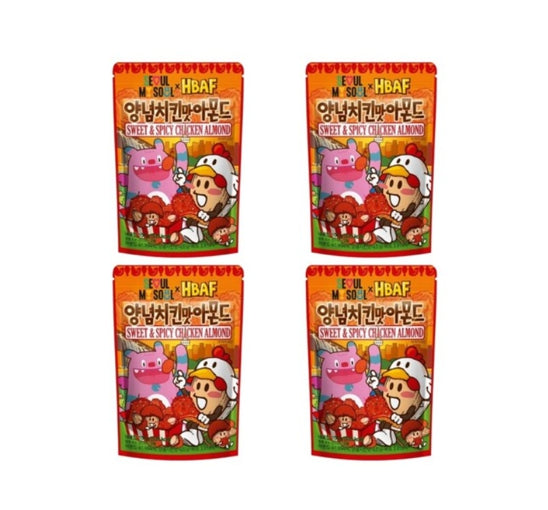 4 X HBAF Sweet & Spicy Chicken Almond 100g from Korea by HBAF