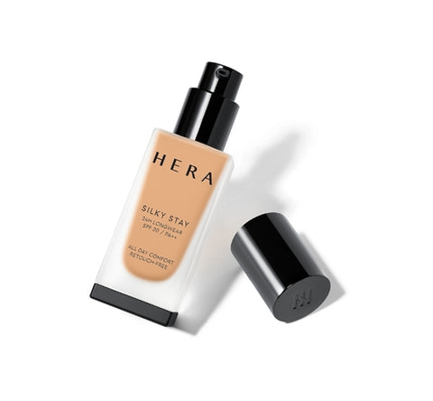 HERA Silky Stay 24H Longwear Foundation 30g, SPF20/PA++, 12 Colours from Korea + Sample(1 Item) by HERA