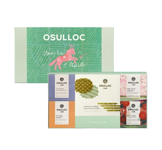 [Holiday Edition] Osulloc Waffle Tea Set – Premium Tea & Matcha Butter Waffles Gift Box from Korea
