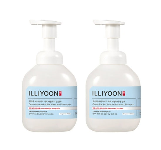 2 x ILLIYOON Ceramide Ato Bubble Wash and Shampoo 400ml from Korea