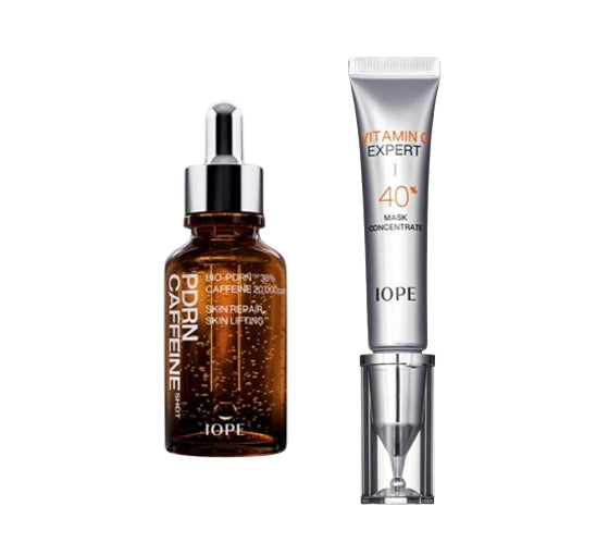 IOPE PDRN Caffeine Shot 30ml + IOPE Vitamin C Expert 40% Mask Concentrate 15g from Korea