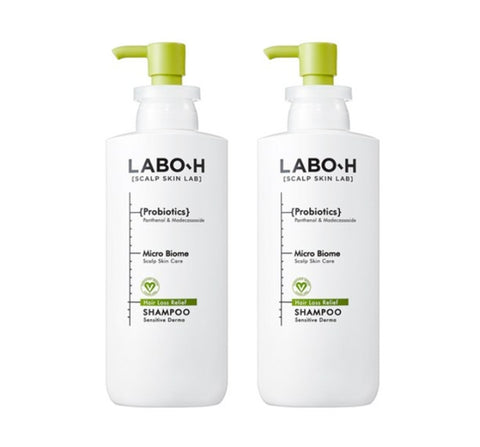 2 x LABO-H Probiotics Hair Loss Relief Sensitive Derma Shampoo 400ml from Korea