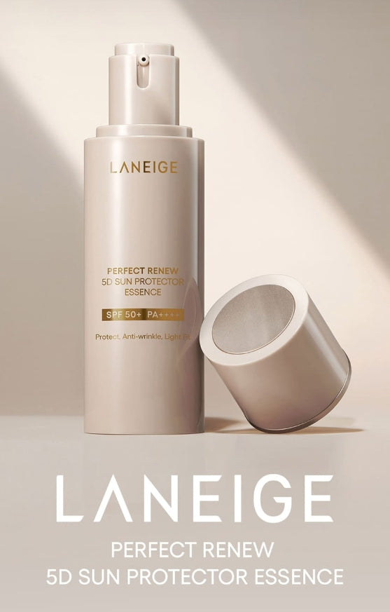 2 x LANEIGE Perfect Renew 5D Sun Protector Essence 50ml, SPF50+ PA++++, Plus  2 Samples from Korea