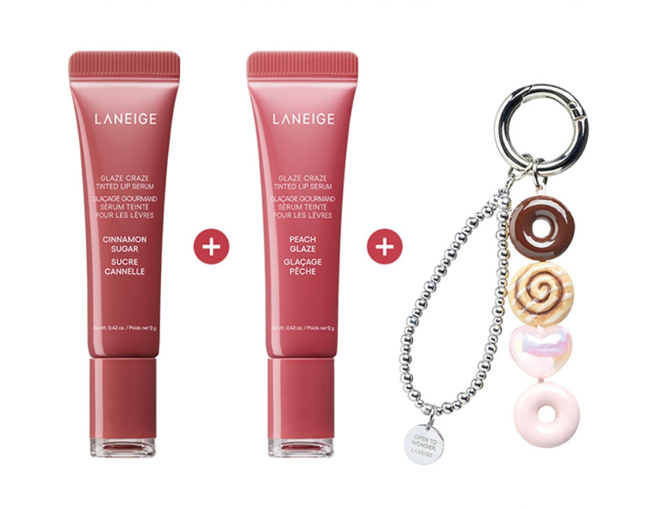 [Limited Edition] LANEIGE Glaze Craze Donut Lip Serum Duo Set (3 Items) from Korea